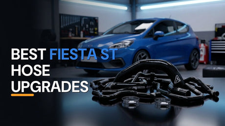 Gloss black silicone hose kit and a blue Ford Fiesta ST