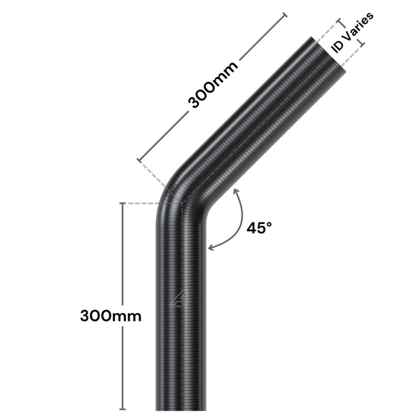 Silicone Fluoro 45 Degree 300mm Leg Hose